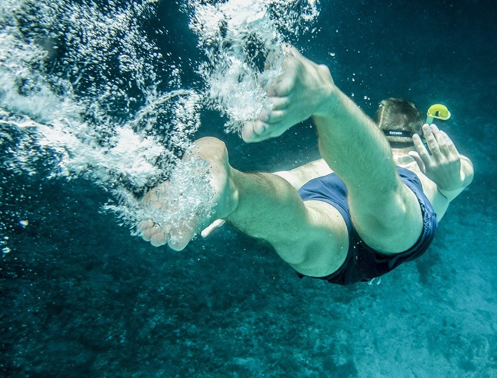 Swimming and snorkeling in the Sea of Cortez from a private yacht