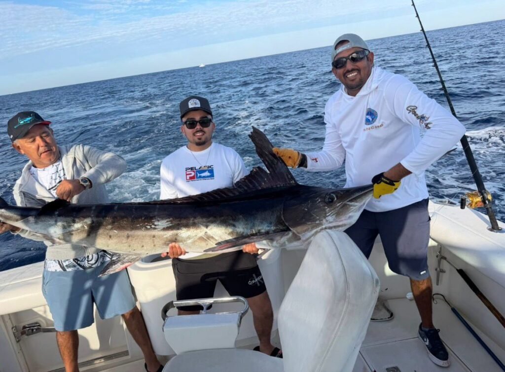 Striped marlin catch on a private sportfishing charter in Cabo