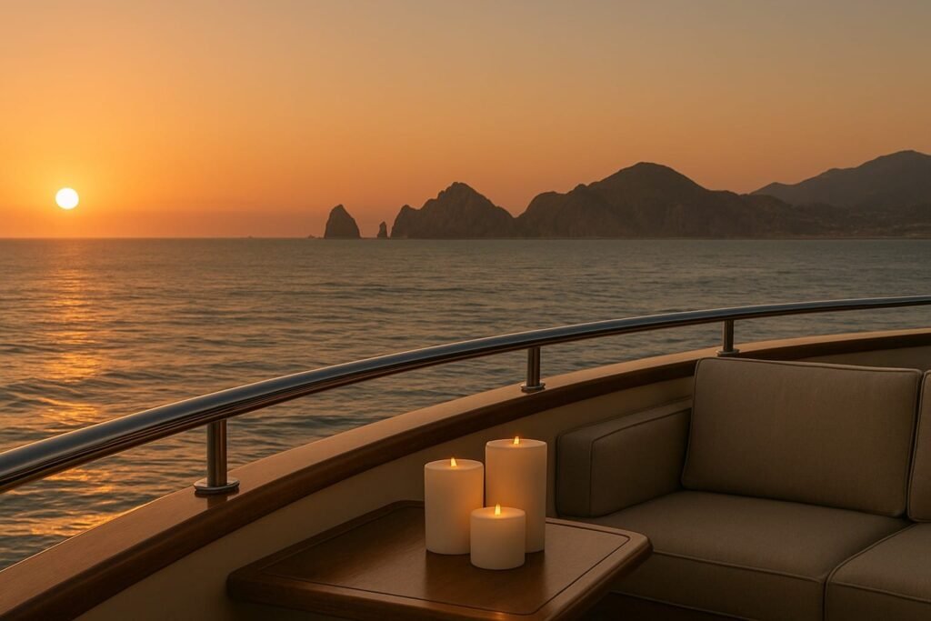 Sunset view from a yacht deck in Cabo San Lucas