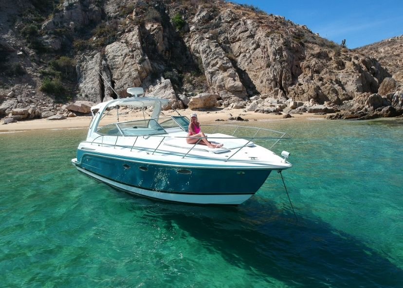 Private 35 ft yacht at Lover’s Beach, Cabo San Lucas