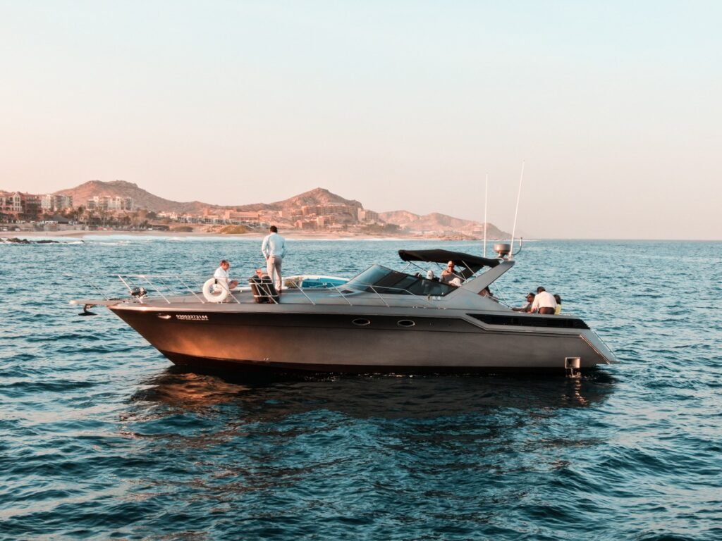 46 ft luxury yacht cruising along the Cabo coastline
