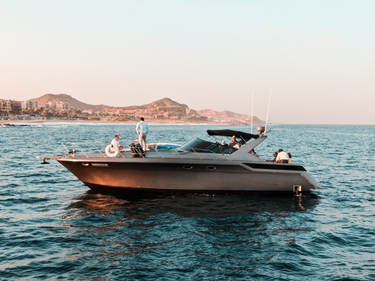 46 ft luxury yacht cruising along the Cabo coastline